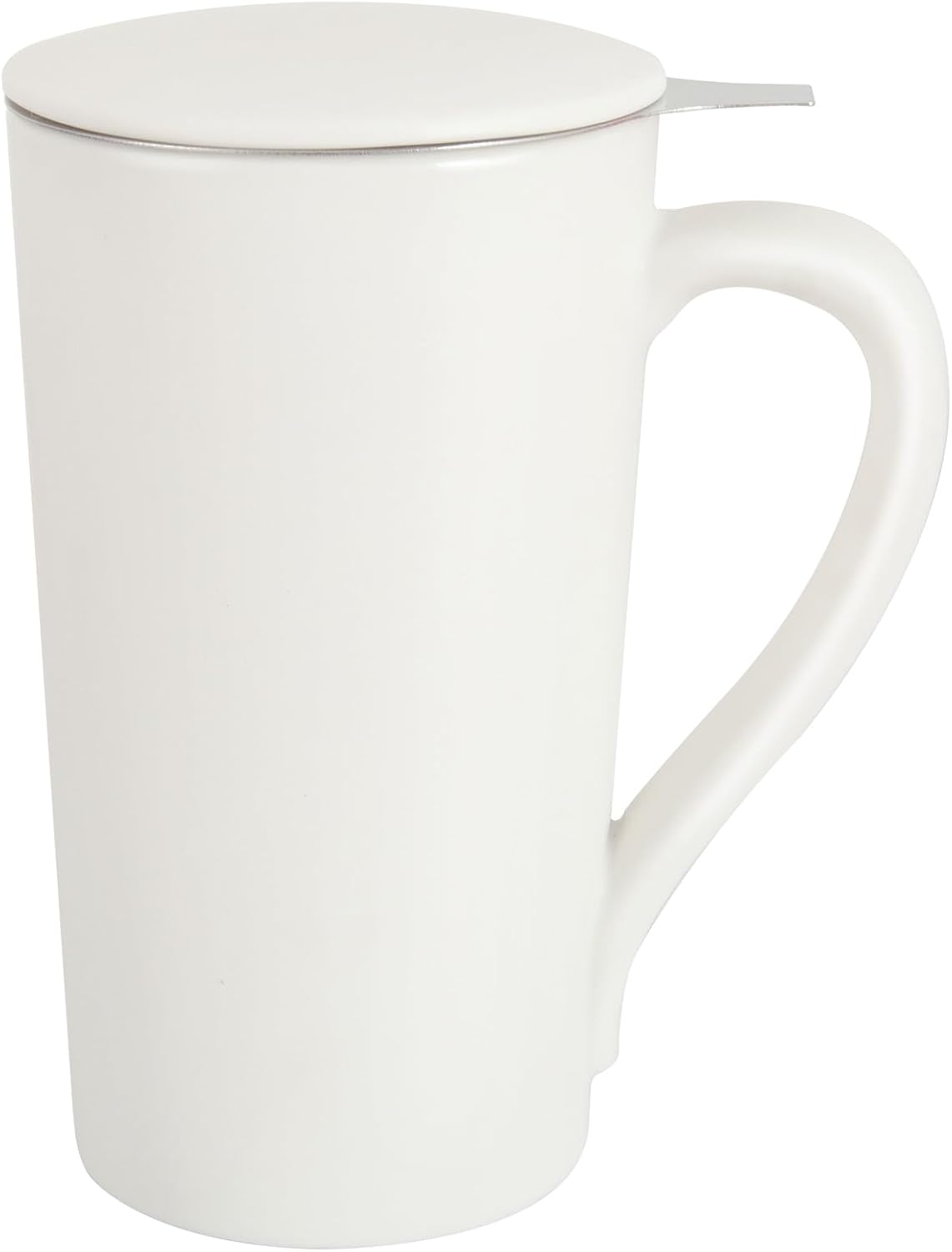 Tea Cup with Infuser and Lid, 20oz Tea Mug with Handle, Dishwasher and Microwave Safe, Ceramic Strainer Cup Gifts for Steeping Loose Leaf tea Lovers, Red