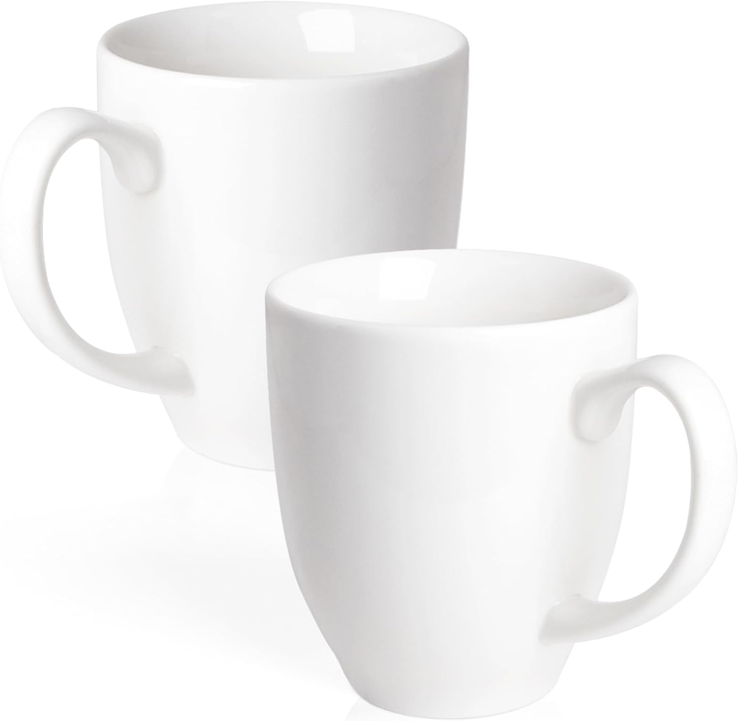 Durable 16 oz Coffee Cups Large White Coffee Mugs Set of 2 White