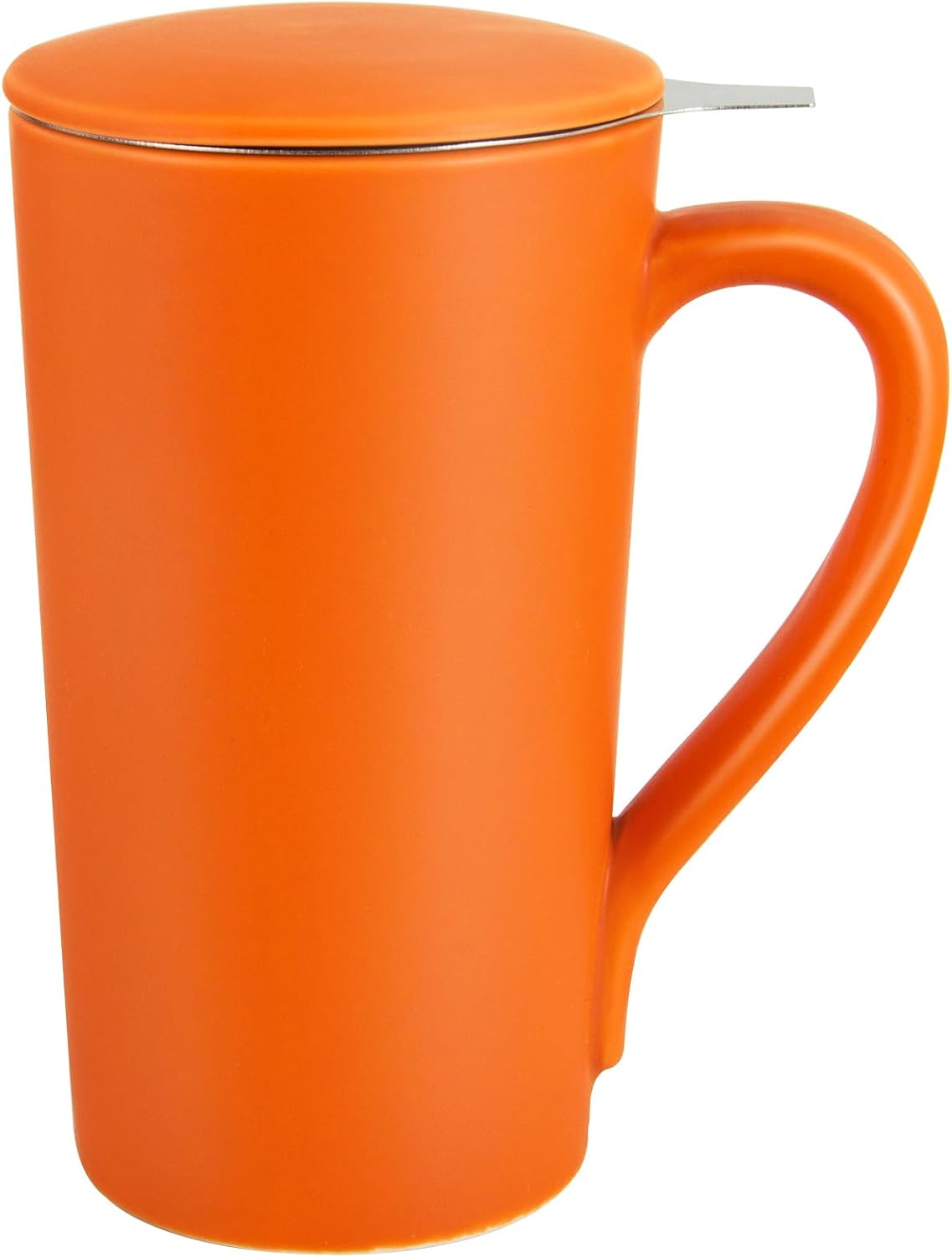 Tea Cup with Infuser and Lid, 20oz Tea Mug with Handle, Dishwasher and Microwave Safe, Ceramic Strainer Cup Gifts for Steeping Loose Leaf tea Lovers, Red