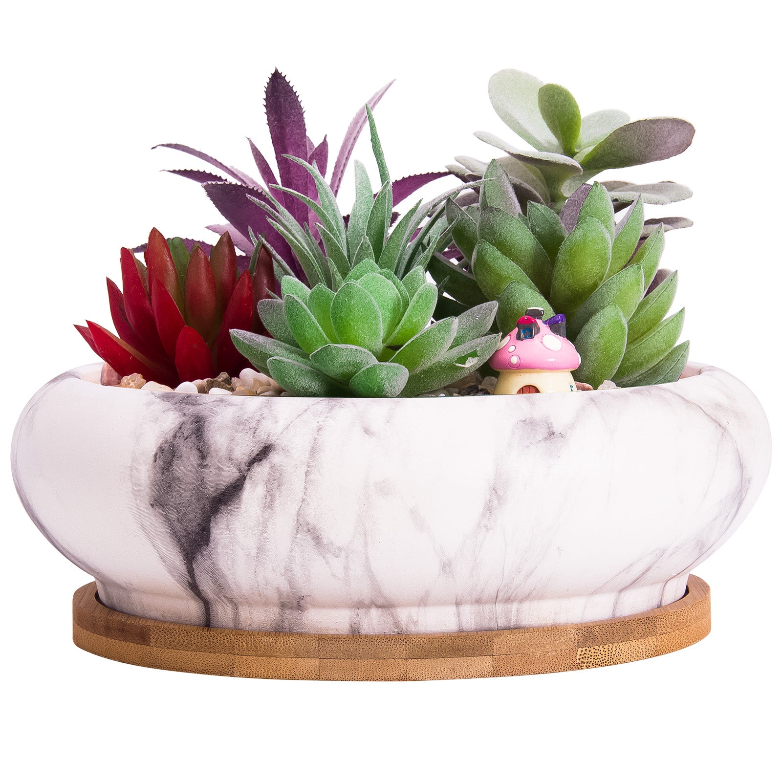 large marble plant pot indoor ARTKETTY 7.3 inch Marble Ceramic Succulent Planter Pots with Drainage
