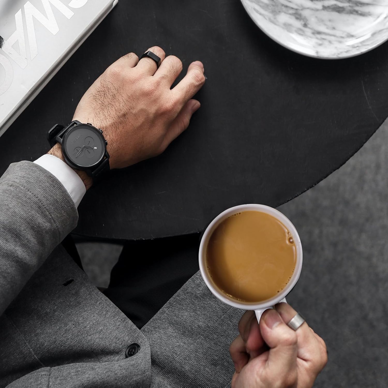 4.2oz Espresso Cups Set of 2, Ceramic Coffee Mugs Demitasse Cups, Small Espresso Mugs for Shot of Coffee, Tea Cups with Handles, Gift for coffee Lovers - White