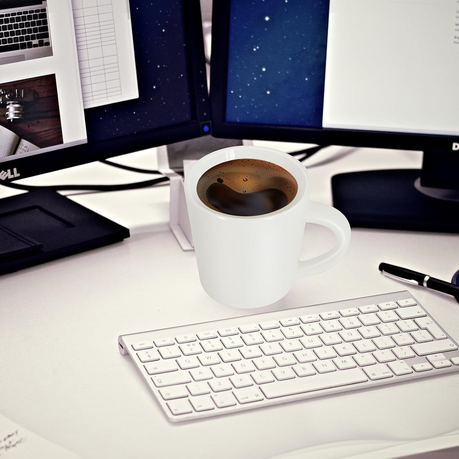 4.2oz Espresso Cups Set of 2, Ceramic Coffee Mugs Demitasse Cups, Small Espresso Mugs for Shot of Coffee, Tea Cups with Handles, Gift for coffee Lovers - White