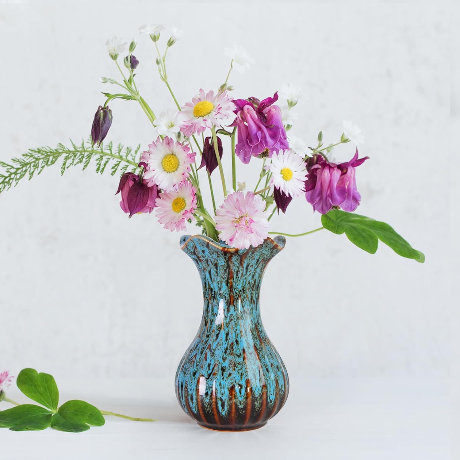Ceramic Vase, Modern Small Vases for Home Decor, Elegant Flower Vase Centerpiece for Tables, Office Desk, Room Decor, Fit for Housewarming, Wedding, Birthday (Orange)