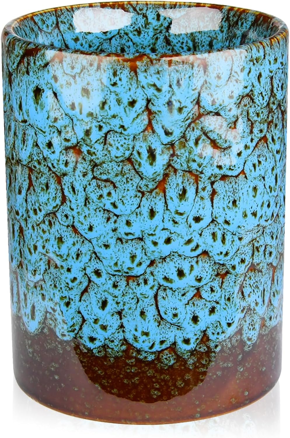 Utensil Holder, Ceramic Kitchen Utensil Holder for Countertop, Large Cooking Utensil Crocks for Kitchen Counter, Morden Utensil Organizer for Spatula, kitchen Decor,Blue