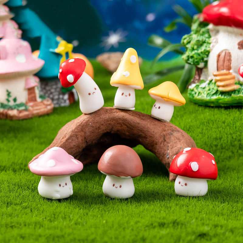 succulent figurines 7Pcs Mini Mushroom Figurines – Resin Fairy Garden Ornaments for Succulent Planters & Micro Landscape Decor
