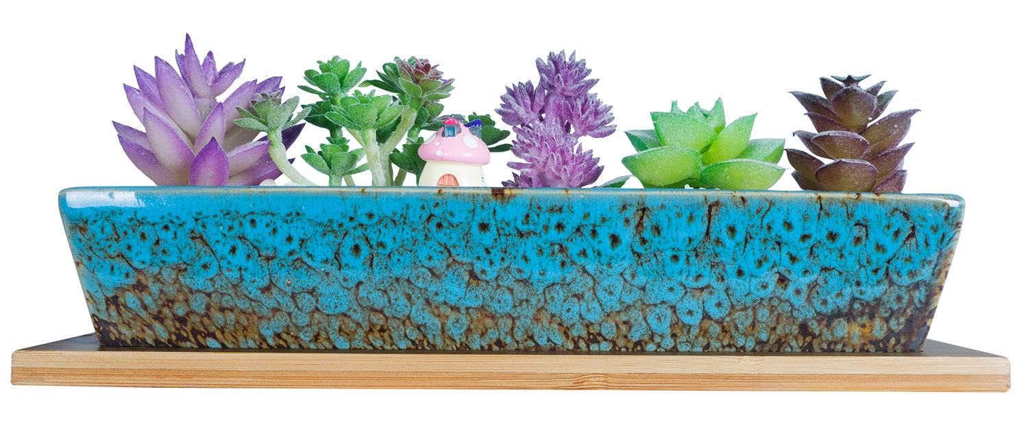 small rectangular succulent planter Succulent Planter Pots, 9.8 Inch Long Rectangle Ceramic Succulent Pot