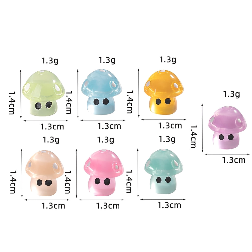 7Pcs Mini Glitter Mushroom Figurines – Resin Ornaments for Fairy Garden, Succulent Pots & DIY Decor