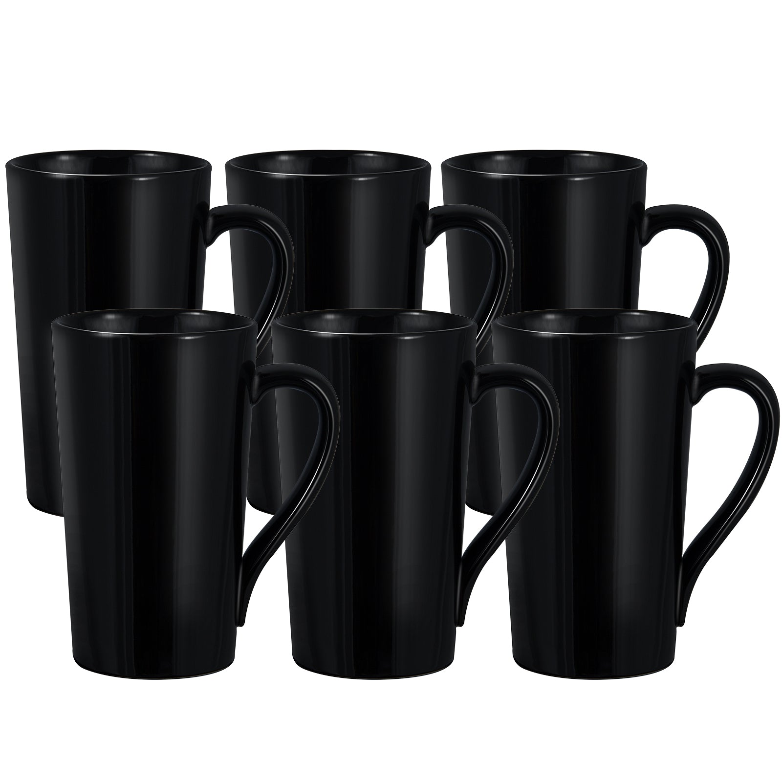 20oz Coffee Mugs Ceramic Tall Coffee Mugs with Handle Porcelain Large Latte Mugs White Drinking Cups for Tea, Coffee, Cocoa, Set of 6
