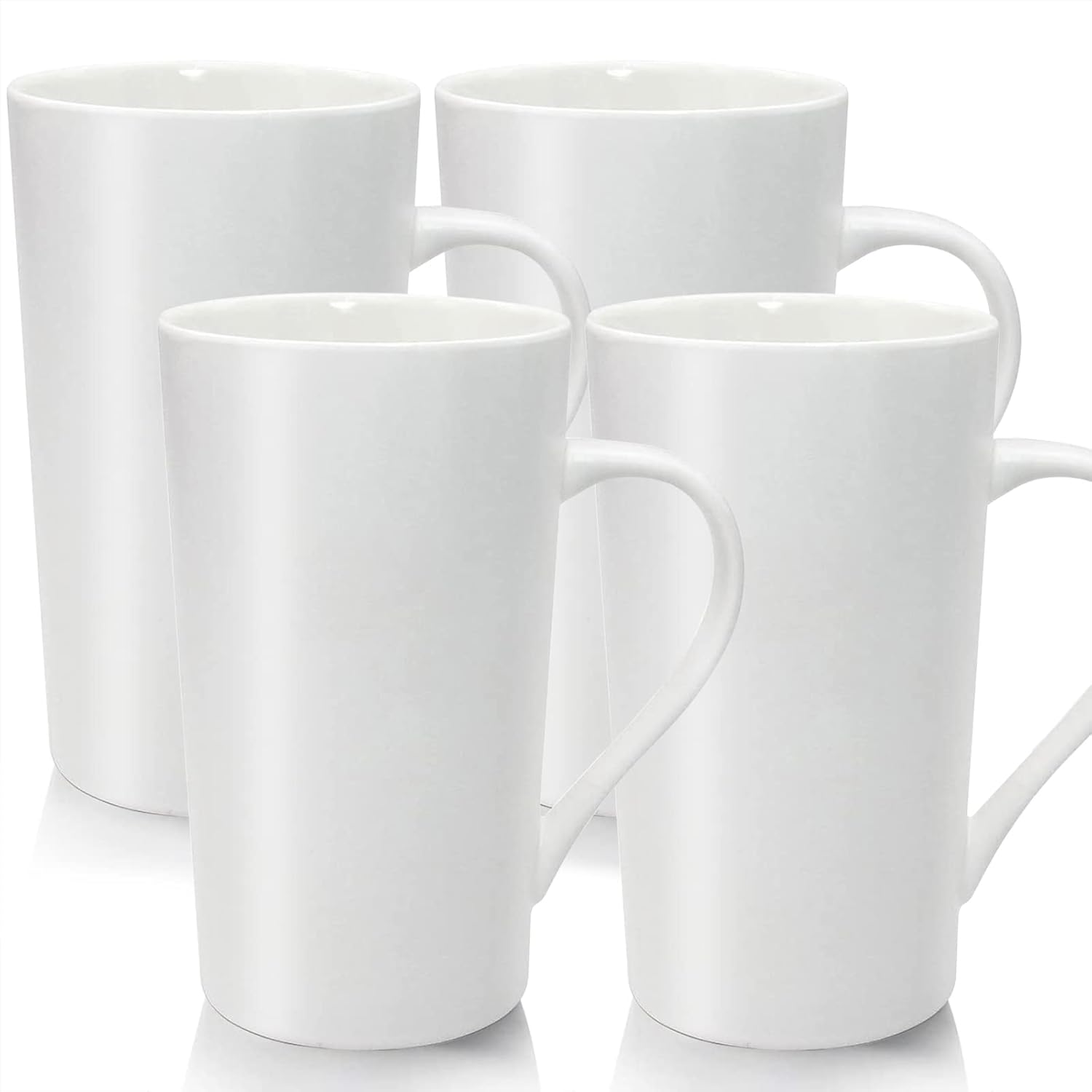 20oz Ceramic Coffee Mugs Large Latte Mugs Modern White Drinking Cups with Handles Set of 4 Perfect for Tea, Coffee, Cocoa