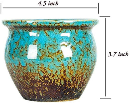 ARTKETTY Succulent Pots, 4.5 Inch Small Succulent Planters Pots with Drainage Tray Colorful Cactus Planter Ceramic Pots for Flower Plants Pack of 4