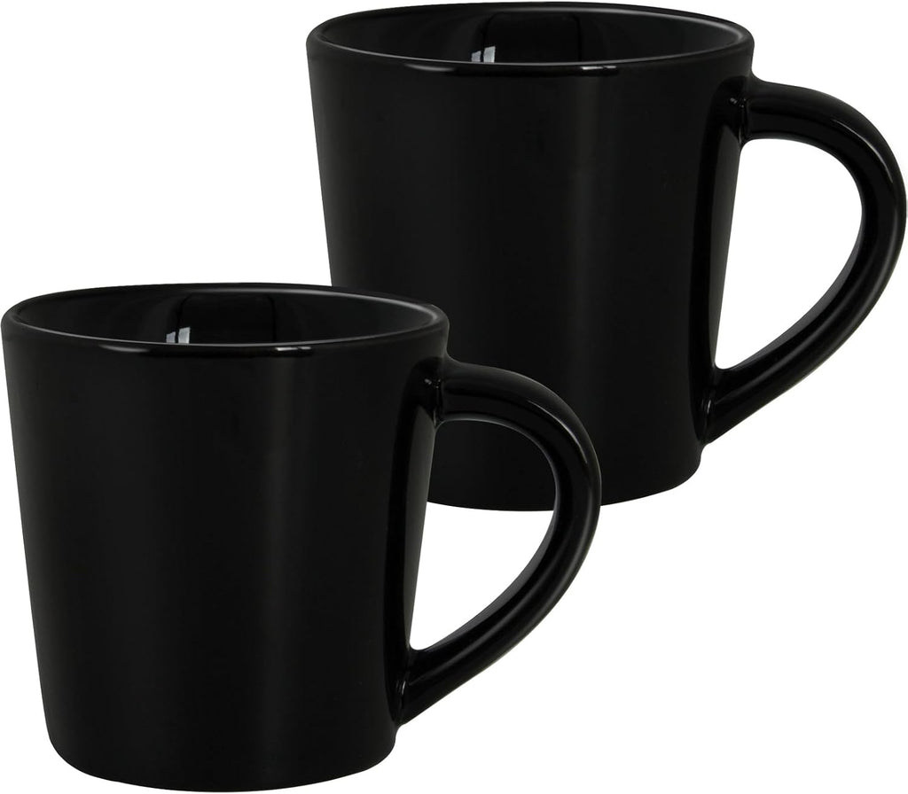 4.2oz Espresso Cups Set of 2, Ceramic Coffee Mugs Demitasse Cups, Small Espresso Mugs for Shot of Coffee, Tea Cups with Handles, Gift for coffee Lovers - Black