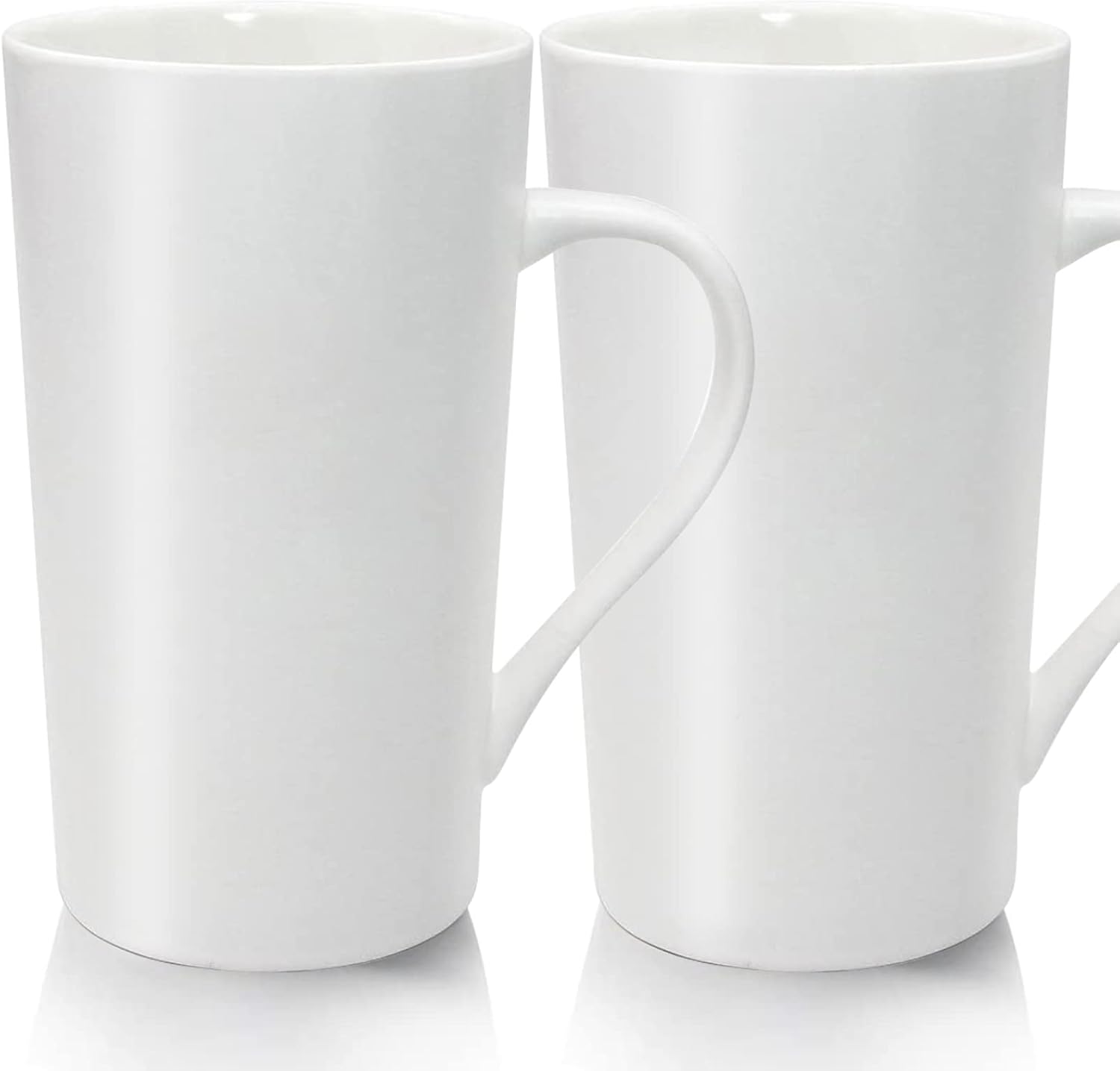 20oz Porcelain Coffee Mugs Set of 2, Large Tall Coffee Mugs with Handles, Modern Ceramic Coffee Cups for Coffee, Tea, Cocoa, Milk, Gifts for Women Men - Black