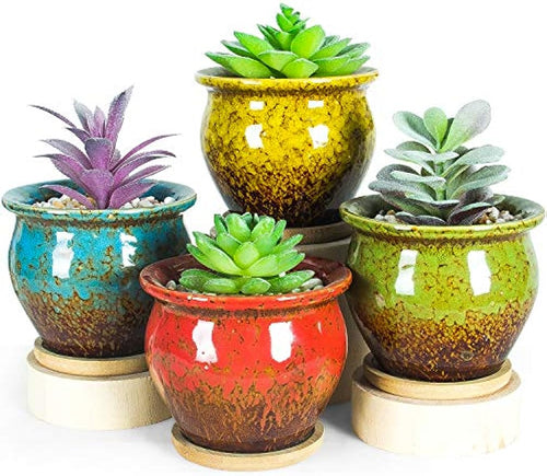 ARTKETTY Succulent Pots, 4.5 Inch Small Succulent Planters Pots with –  artketty