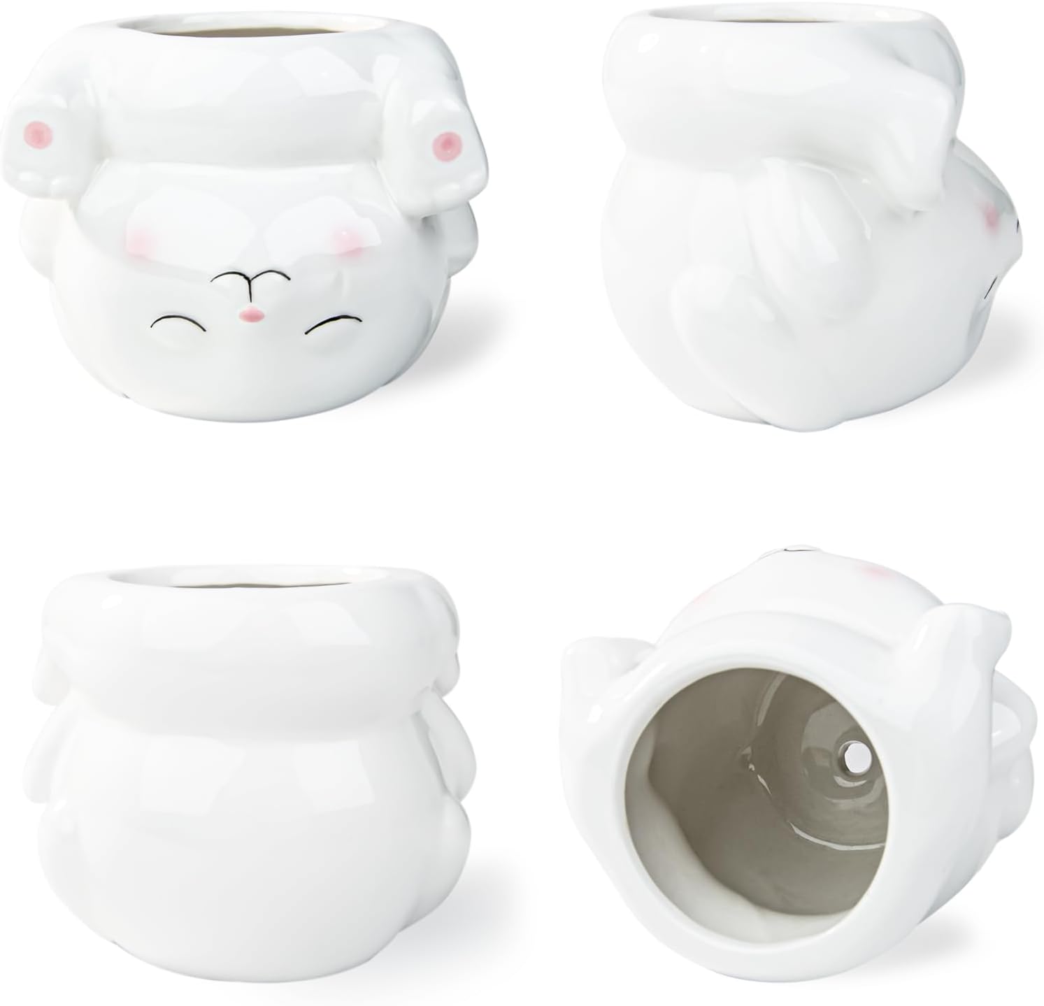 Cute Animal Ceramics Planter Succulent Pot with Drainage, 4.4 Inch Plant Pot for Indoor Mini Plants Flower Cactus, Home and Garden Decor Fun Panda Gifts