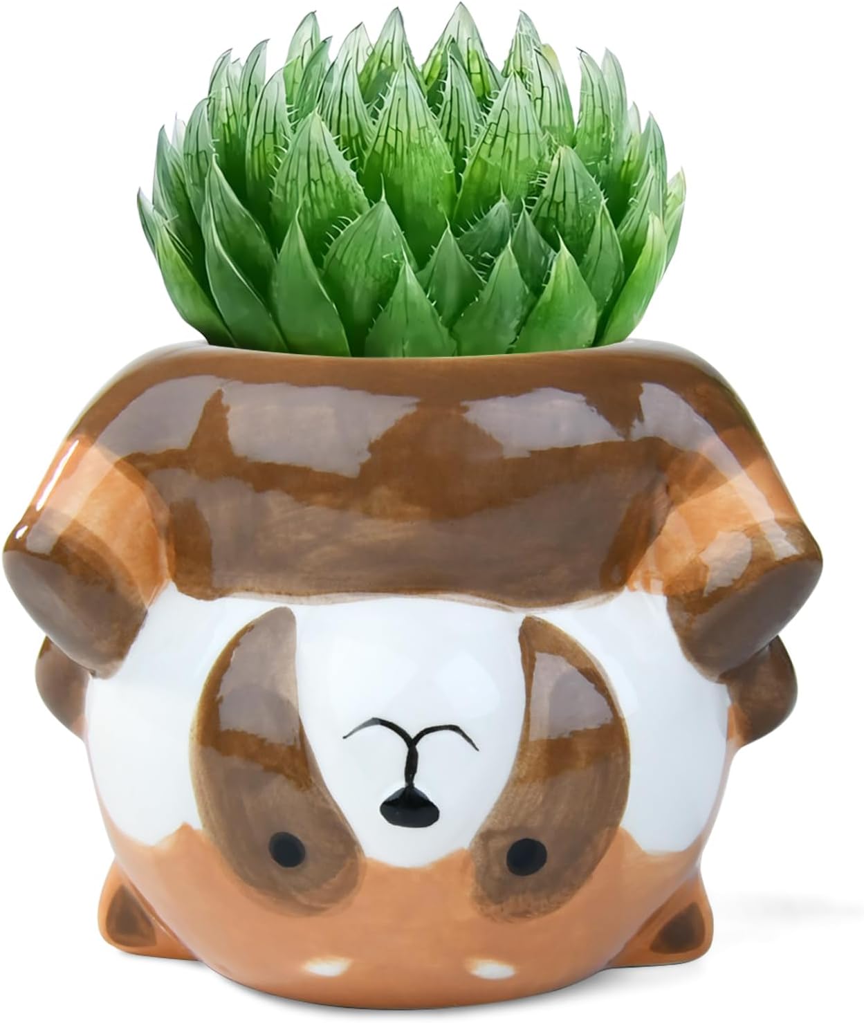 Cute Animal Ceramics Planter Succulent Pot with Drainage, 4.4 Inch Plant Pot for Indoor Mini Plants Flower Cactus, Home and Garden Decor Fun Panda Gifts