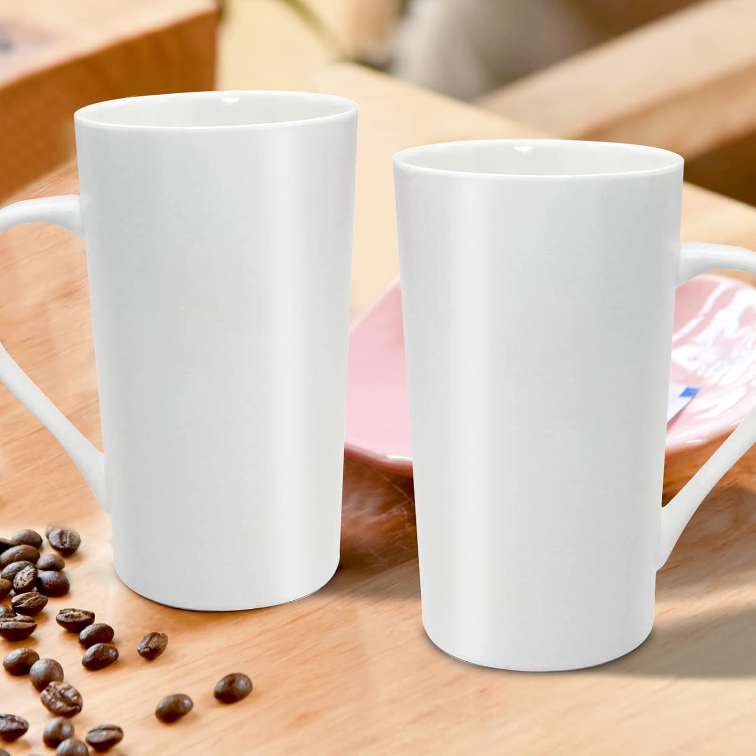 20oz Coffee Mugs Ceramic Tall Coffee Mugs with Handle Porcelain Large Latte Mugs White Drinking Cups for Tea, Coffee, Cocoa, Set of 6