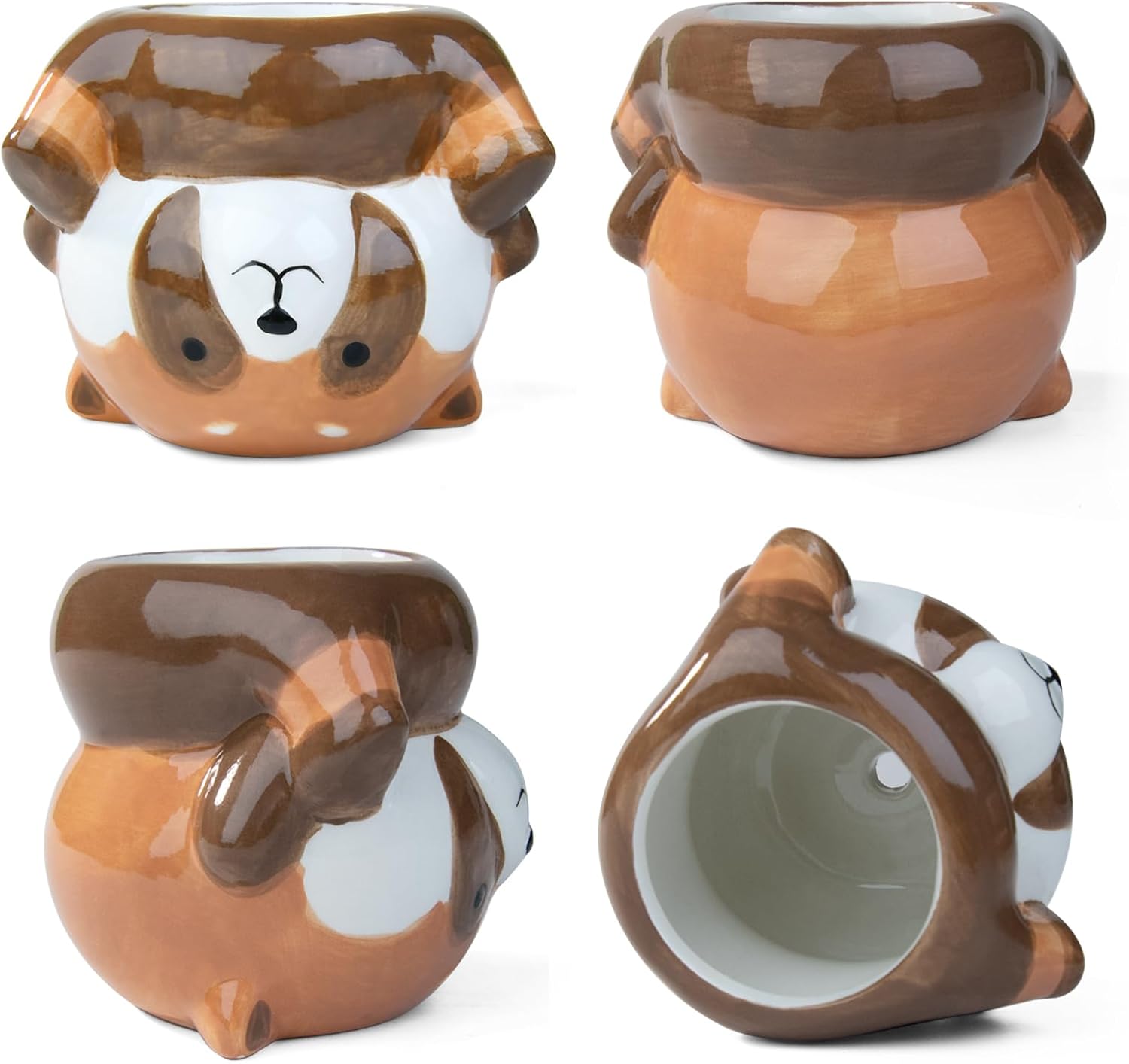 Cute Animal Ceramics Planter Succulent Pot with Drainage, 4.4 Inch Plant Pot for Indoor Mini Plants Flower Cactus, Home and Garden Decor Fun Panda Gifts