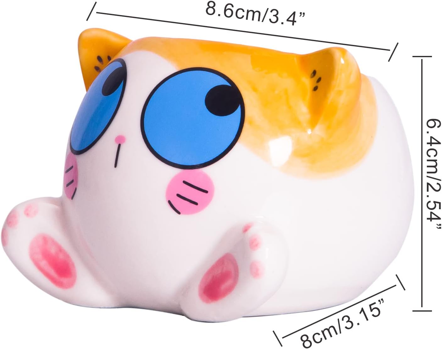 Cute Succulent Pots with Drainage Cat Planters for Indoor Plants 3.4 Inch Tiny Animal Planters Mini Cat Pots Small Ceramic Flower Pot Cartoon Cactus Plant Pots Set of 6