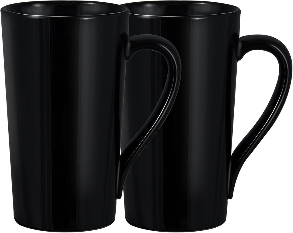 20oz Porcelain Coffee Mugs Set of 2, Large Tall Coffee Mugs with Handles, Modern Ceramic Coffee Cups for Coffee, Tea, Cocoa, Milk, Gifts for Women Men - White