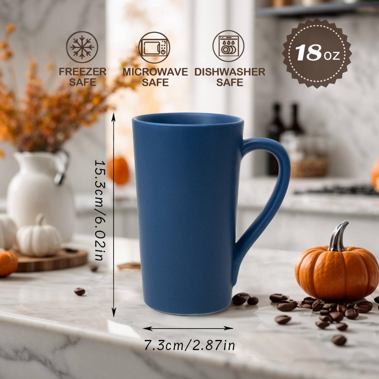 18 oz Coffee Mug, Coffee Cup Large Coffee Mug with Handle, Ceramic Latte Tea Cup for Office and Home, Novelty Gifts for Women and Men