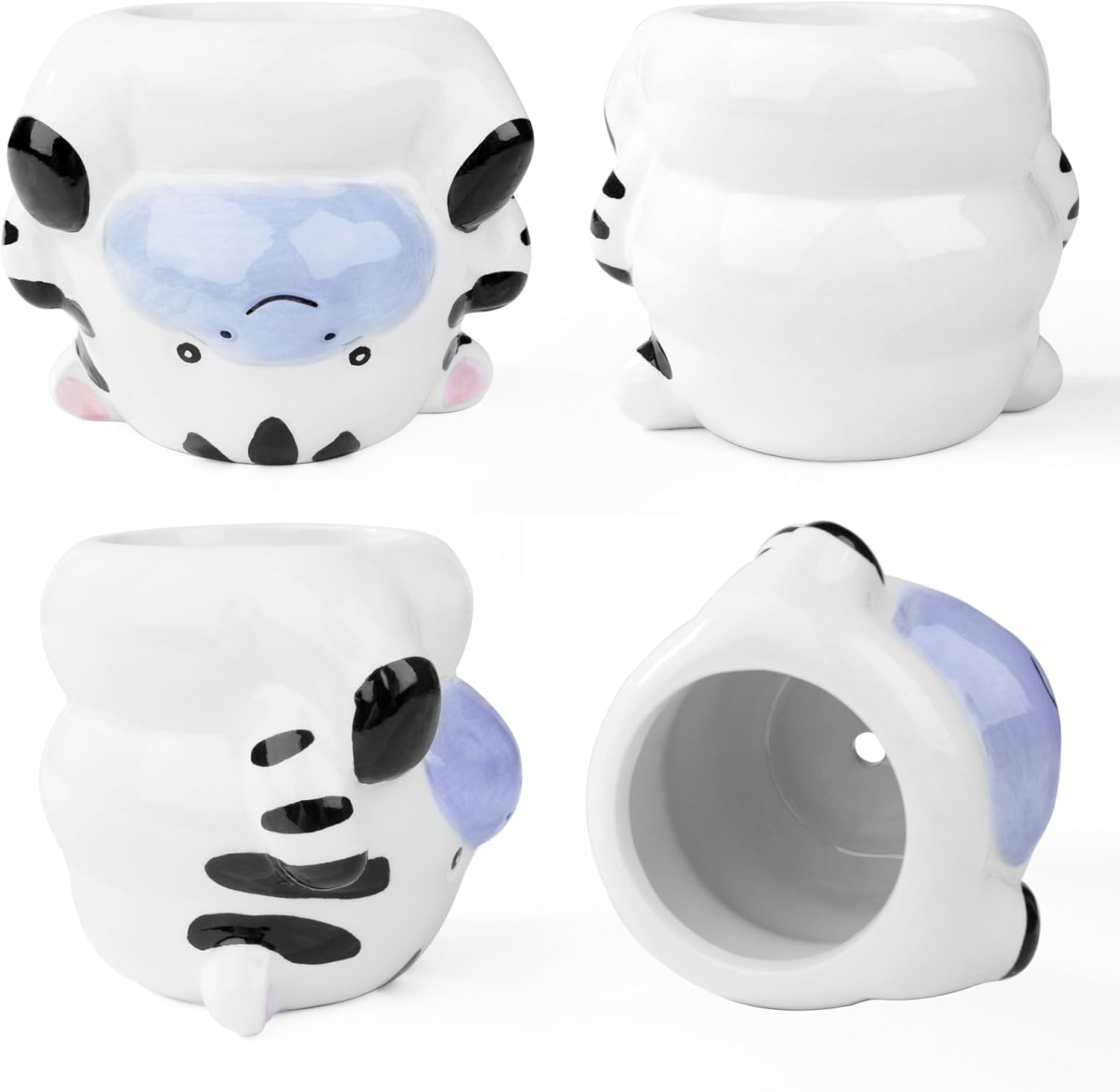 Cute Animal Ceramics Planter Succulent Pot with Drainage, 4.4 Inch Plant Pot for Indoor Mini Plants Flower Cactus, Home and Garden Decor Fun Panda Gifts