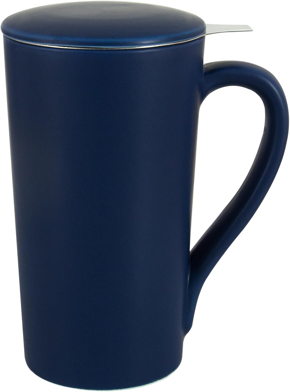 Tea Cup with Infuser and Lid, 20oz Tea Mug with Handle, Dishwasher and Microwave Safe, Ceramic Strainer Cup Gifts for Steeping Loose Leaf tea Lovers, Blue