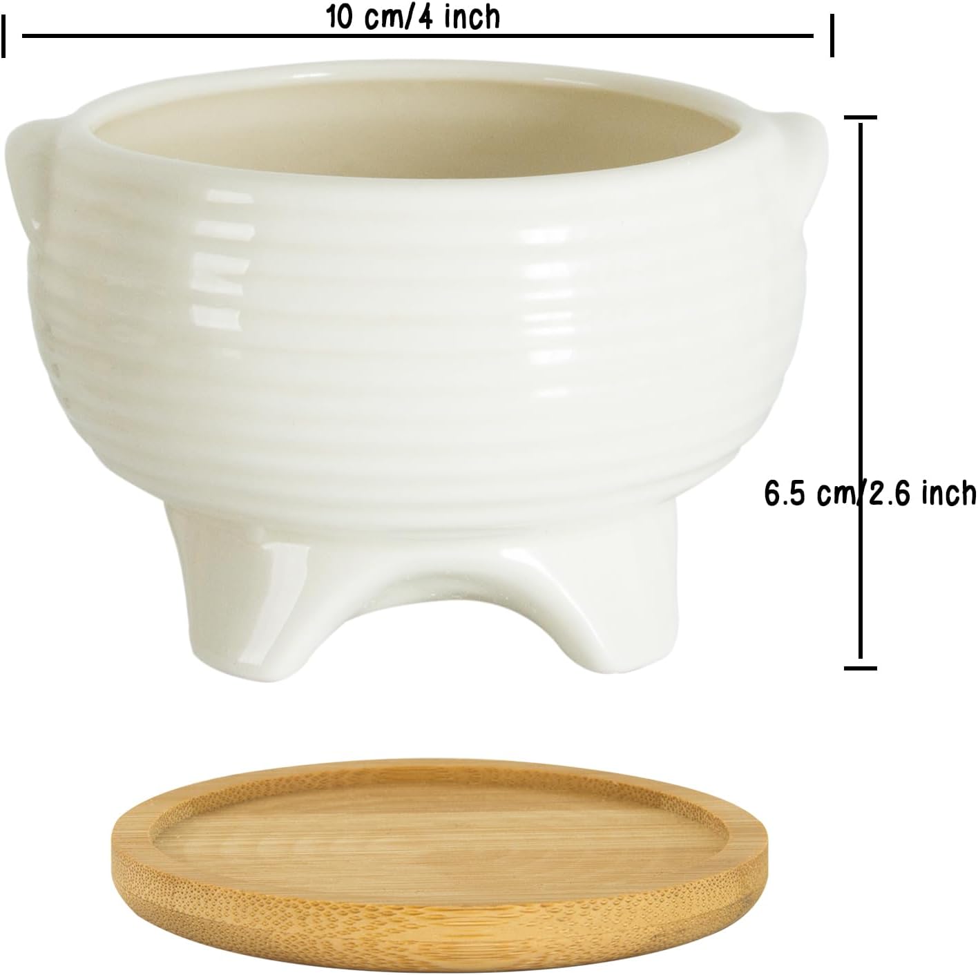 ARTKETTY Succulent Pots - 4 Inch Small Plant Pots with Drainage Trays Set of 6, Ceramic Pots for Indoor Plants White Cactus Flower Planter Container Decorative Garden Home
