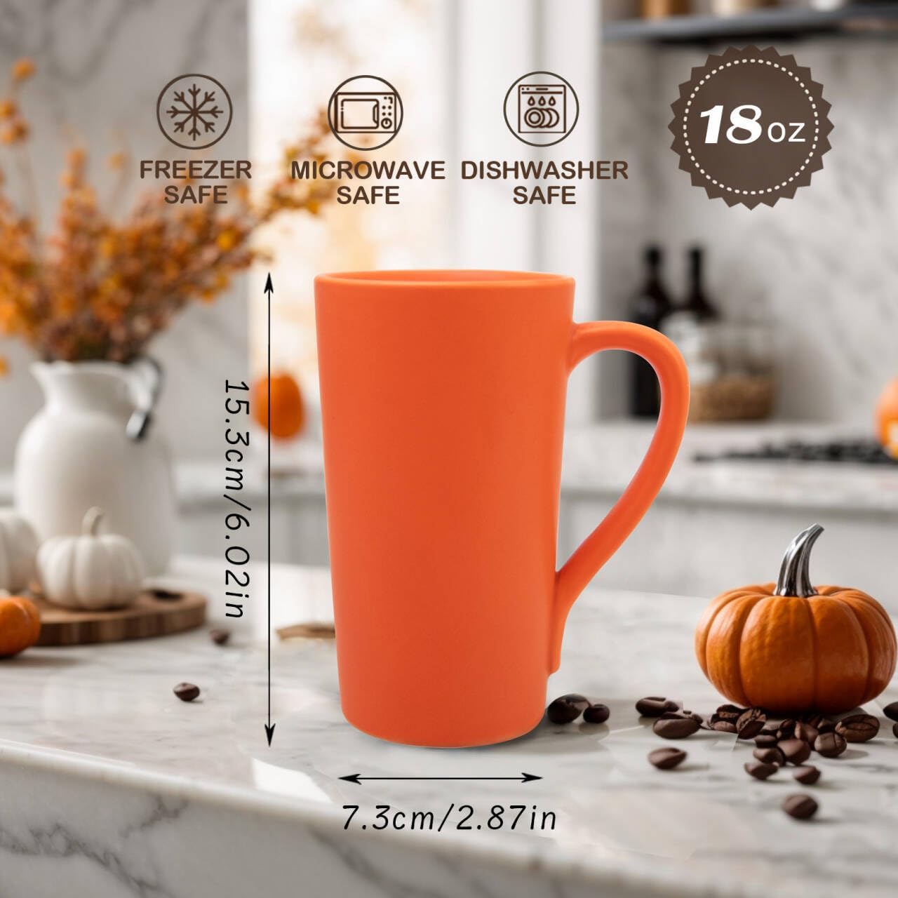 18 oz Coffee Mug, Coffee Cup Large Coffee Mug with Handle, Ceramic Latte Tea Cup for Office and Home, Novelty Gifts for Women and Men