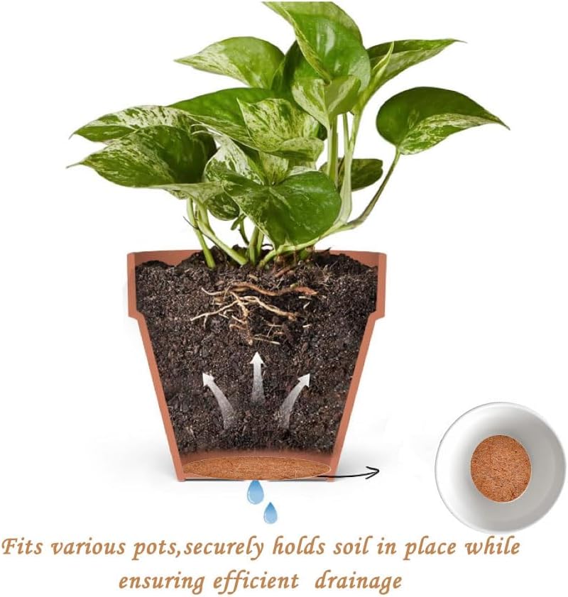 15pcs Coconut Fiber Pot Hole Mesh Pads – Biodegradable Plant Drainage Screens, Bonsai Pot Bottom Grid Mats, Gardening Essentials