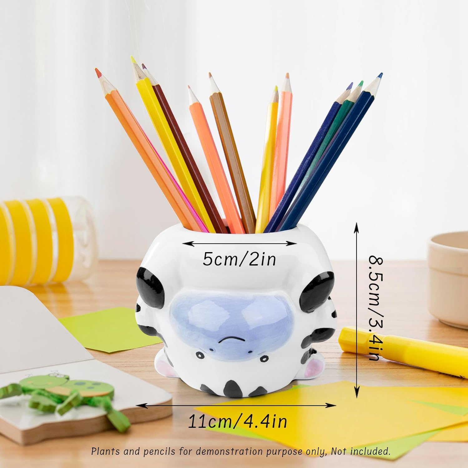Cute Animal Ceramics Planter Succulent Pot with Drainage, 4.4 Inch Plant Pot for Indoor Mini Plants Flower Cactus, Home and Garden Decor Fun Panda Gifts