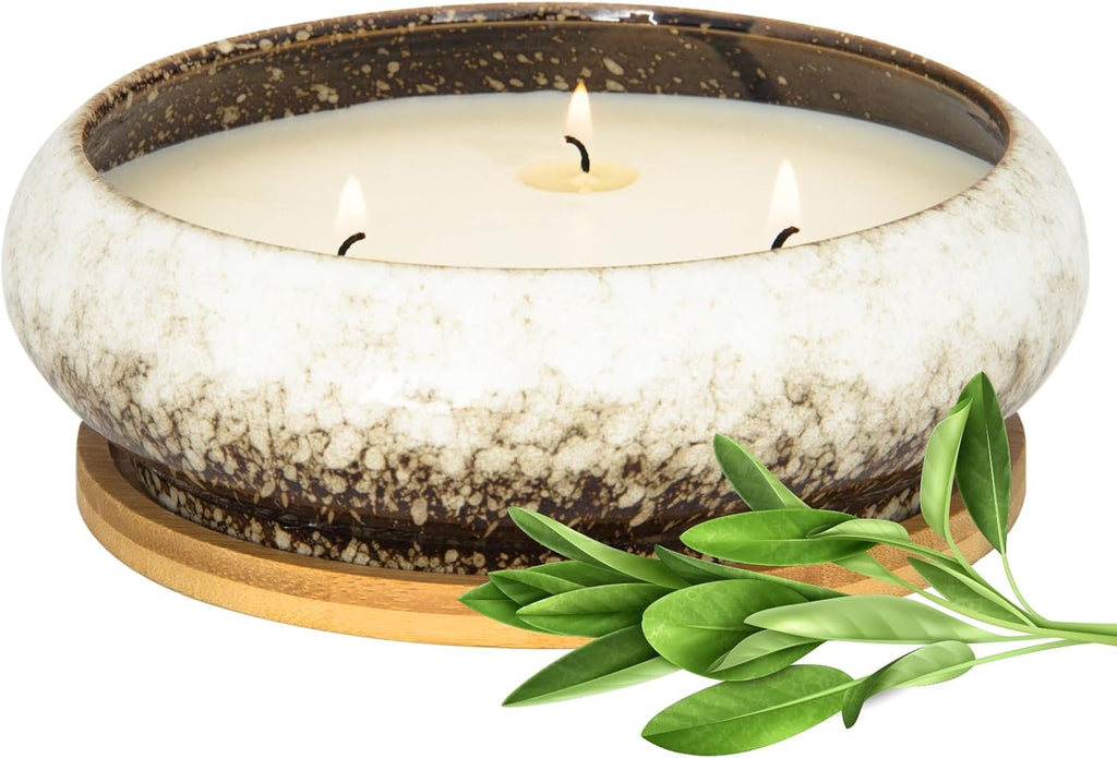 Scented Candles, 3 Wicks Large Sage Candle for Home Scented, 17 oz Aromatherapy Candle Gifts for Women, Decorative Natural Soy Candles with Long Lasting for Mother's Day Birthday Anniversary