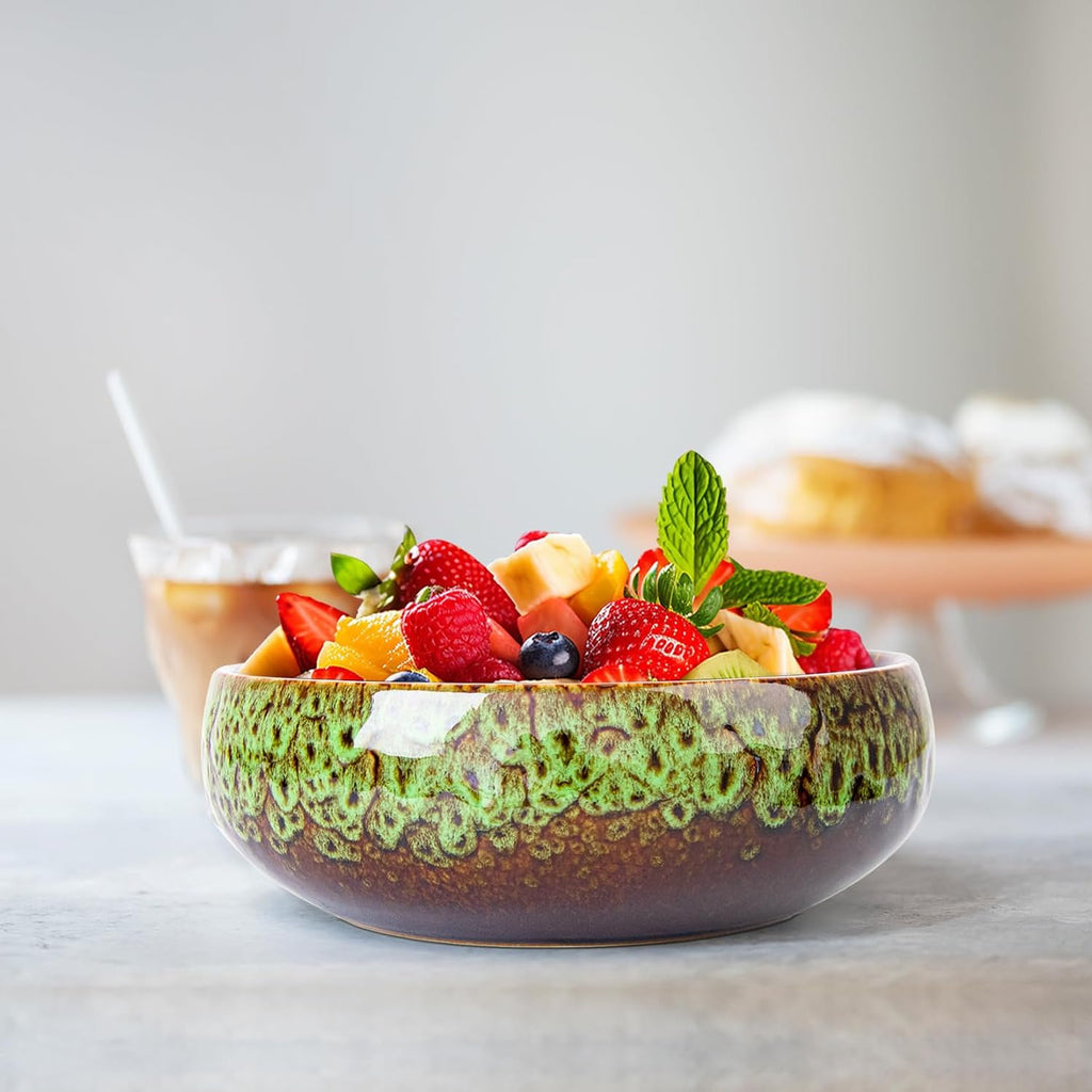 ARTKETTY Lotus Bowl Planter - 8 Inch Large Lotus Flower Bowl for Water Plants, Ceramic Bonsai Bowl for Hydroponic Plant Succulent Plants Indoors Outdoor