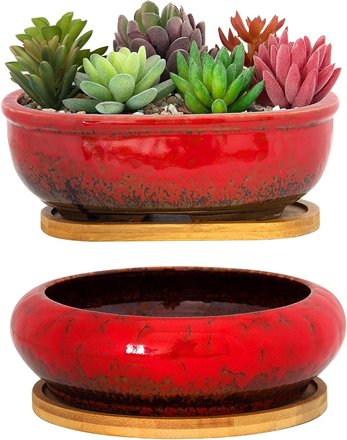circular plant pot ARTKETTY Succulent Pots, Ceramic Succulent Planters Pots with Drainag