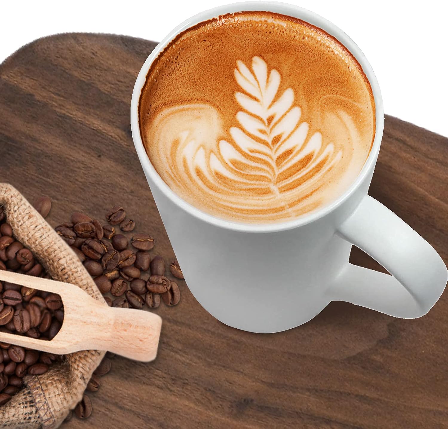 20oz Porcelain Coffee Mugs Set of 2, Large Tall Coffee Mugs with Handles, Modern Ceramic Coffee Cups for Coffee, Tea, Cocoa, Milk, Gifts for Women Men - White & Blue