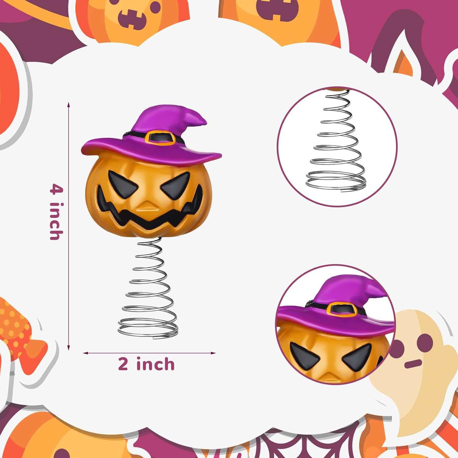 Halloween Tree Topper Spooky Pumpkin Skull Ghost Miniature Tree Topper 4 Inches Mini Christmas Ornaments for Halloween Party