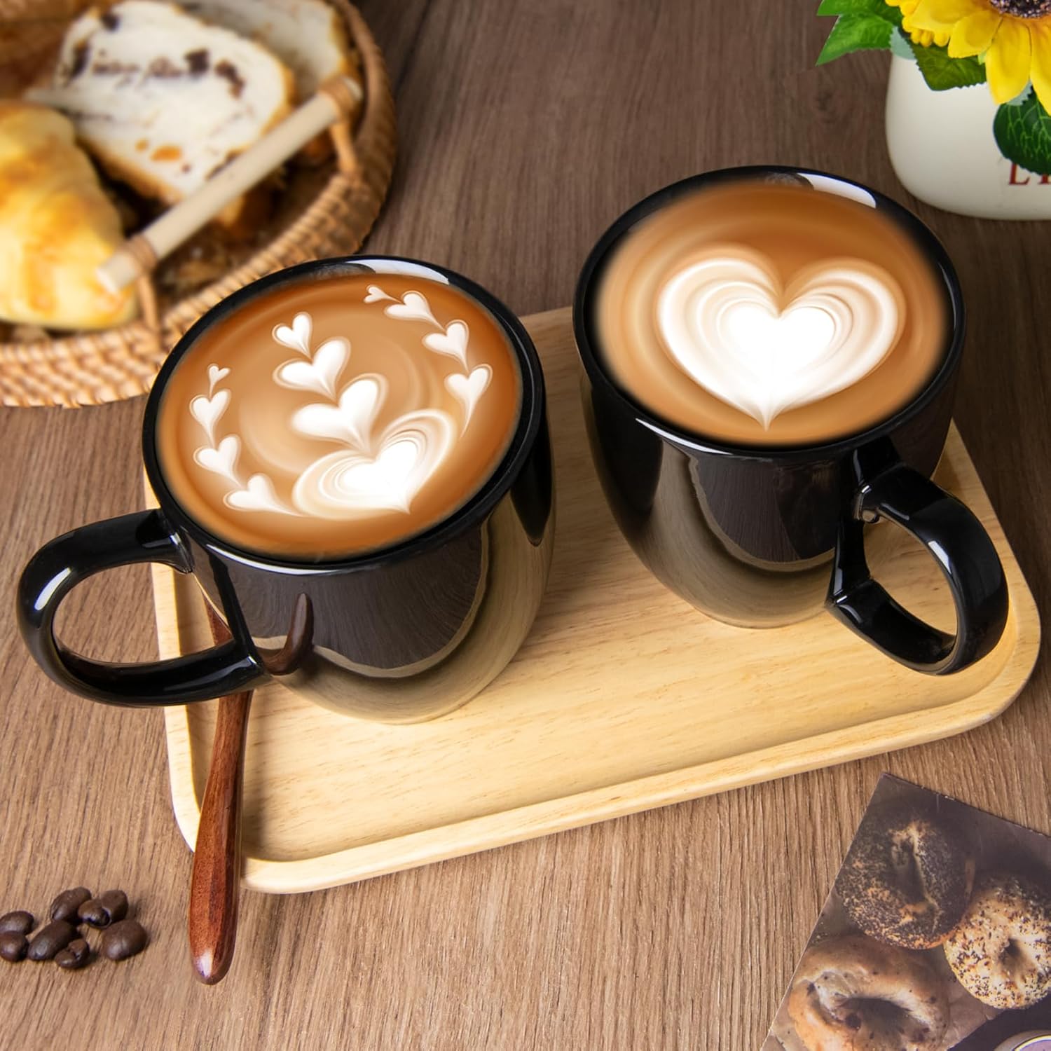 Set of 2 Durable 16 oz Coffee Cups, Large Coffee Mugs with Ergonomic Handle, Ceramic Mugs Dishwasher & Microwave Safe, Ideal Tea Mugs for Home, Office, Gifts (coffee, Tea, Hot Cocoa, Latte Cup)