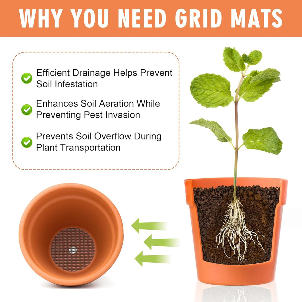 100PCS Bonsai Pot Bottom Grid Mat Mesh,2-Inch Round Flower Pot Drainage Covers, Round Drainage Mesh Hole Screens Keep Soil, Perfect for Horticultural Enthusiasts and Flower Shops