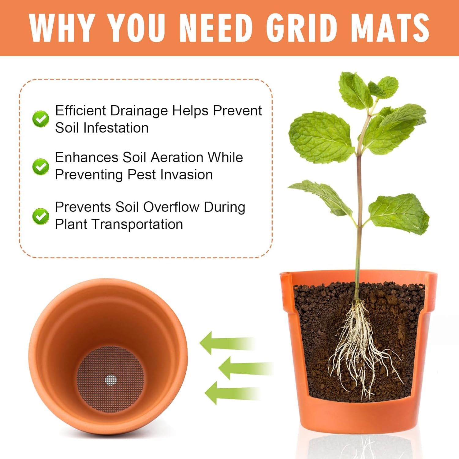 100PCS Bonsai Pot Bottom Grid Mat Mesh,2-Inch Round Flower Pot Drainage Covers, Round Drainage Mesh Hole Screens Keep Soil, Perfect for Horticultural Enthusiasts and Flower Shops