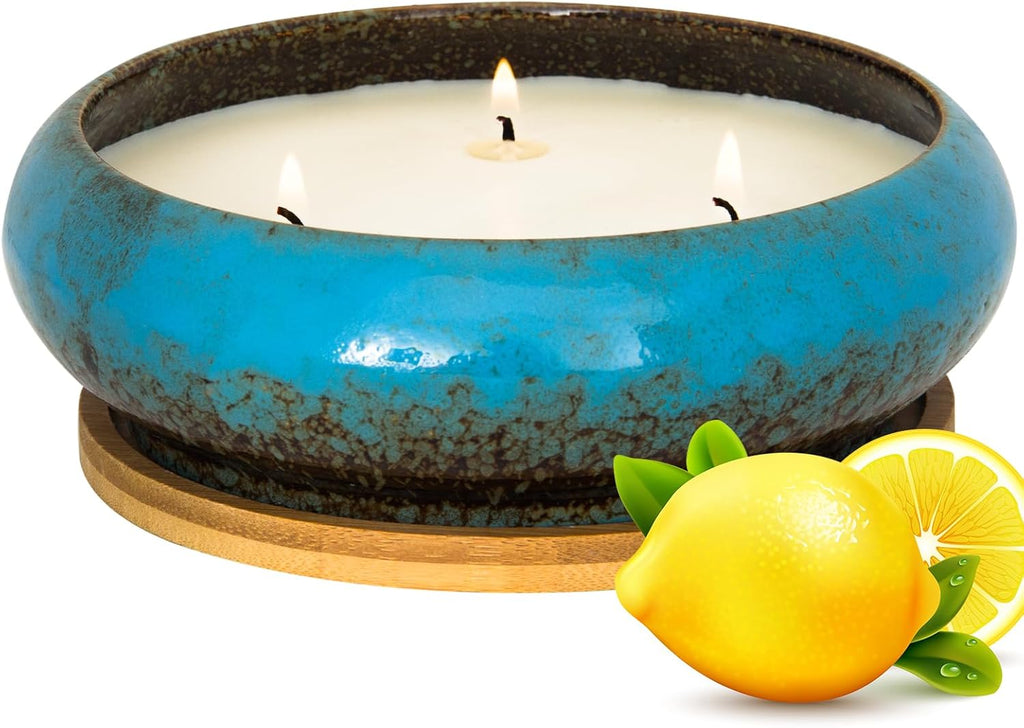 Scented Candles, 3 Wicks Large Sage Candle for Home Scented, 17 oz Aromatherapy Candle Gifts for Women, Decorative Natural Soy Candles with Long Lasting for Mother's Day Birthday Anniversary