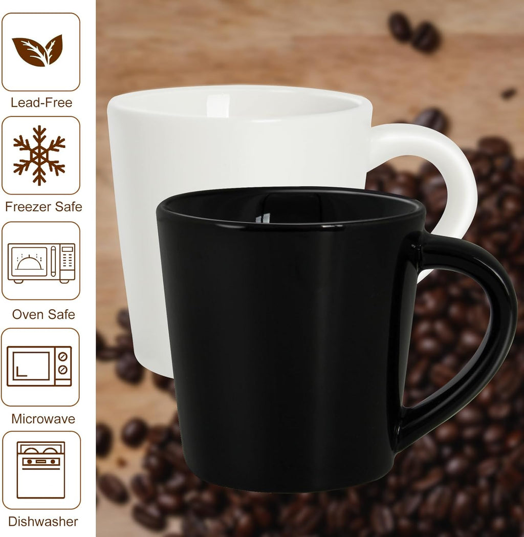 4.2oz Espresso Cups Set of 2, Ceramic Coffee Mugs Demitasse Cups, Small Espresso Mugs for Shot of Coffee, Tea Cups with Handles, Gift for coffee Lovers - Black