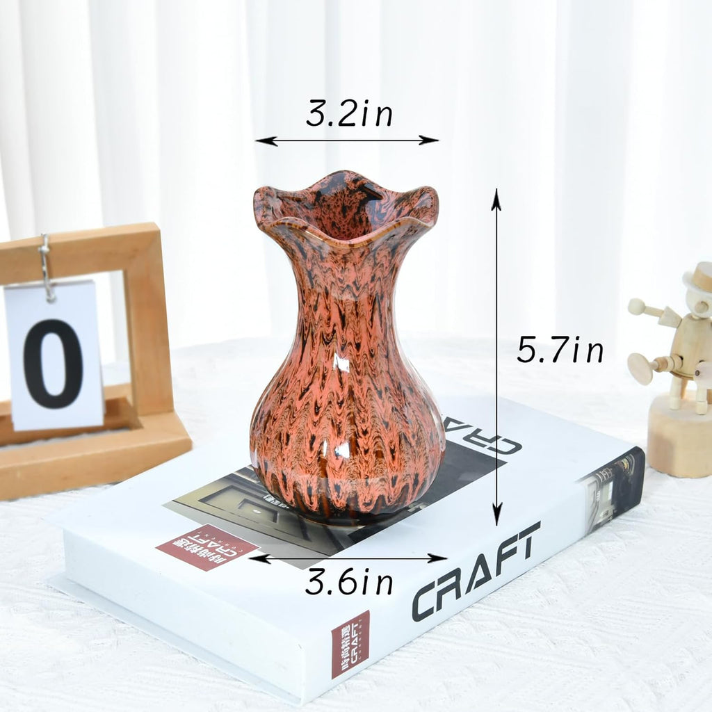 Ceramic Vase, Modern Small Vases for Home Decor, Elegant Flower Vase Centerpiece for Tables, Office Desk, Room Decor, Fit for Housewarming, Wedding, Birthday (Orange)