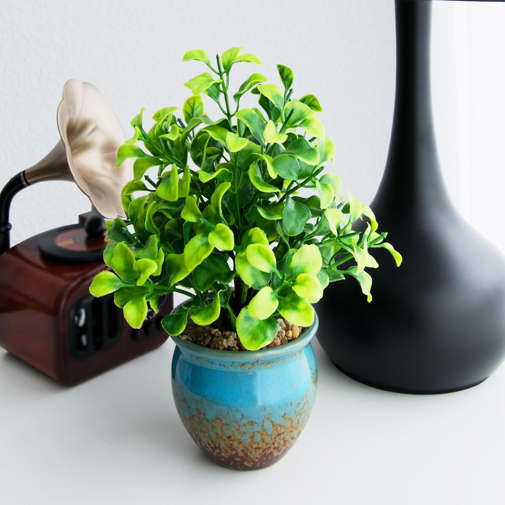 ARTKETTY 6 Packs Fake Plants Small Artificial Potted Plants, Ceramic Realistic Faux Plants Indoor for Home Office Bedroom Living Room Bathroom Shelf Decor