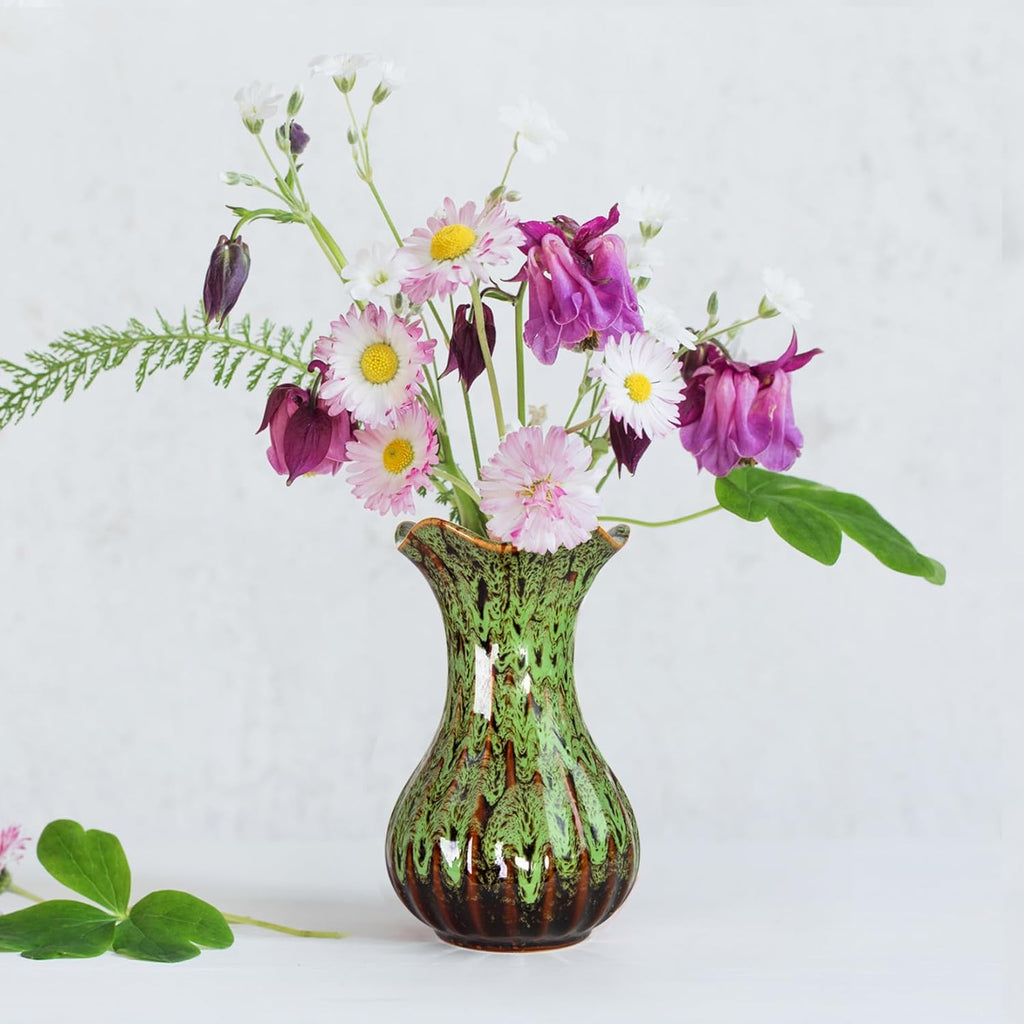 Ceramic Vase, Modern Small Vases for Home Decor, Elegant Flower Vase Centerpiece for Tables, Office Desk, Room Decor, Fit for Housewarming, Wedding, Birthday (Orange)