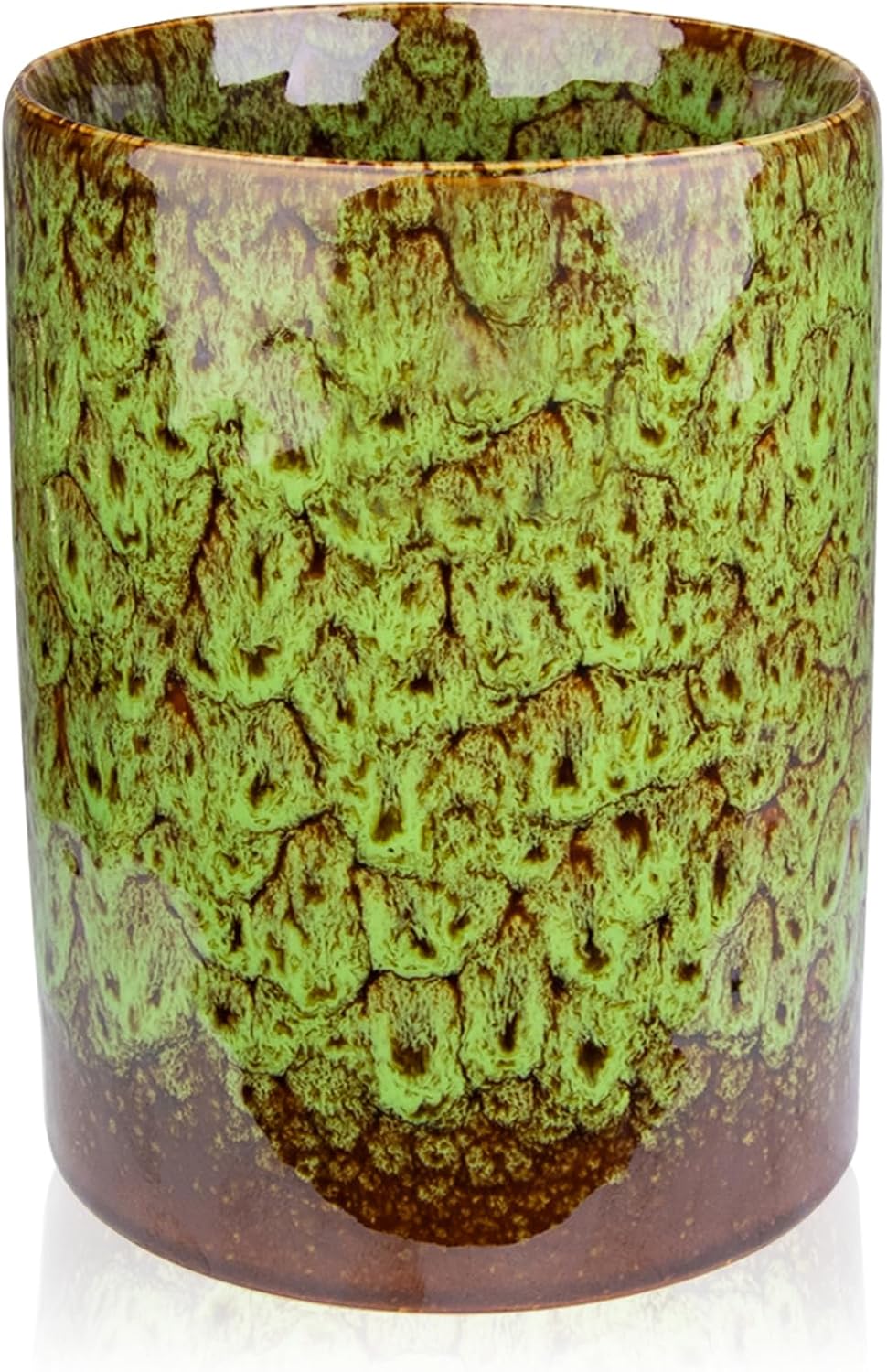 Utensil Holder, Ceramic Kitchen Utensil Holder for Countertop, Large Cooking Utensil Crocks for Kitchen Counter, Morden Utensil Organizer for Spatula, kitchen Decor,Green