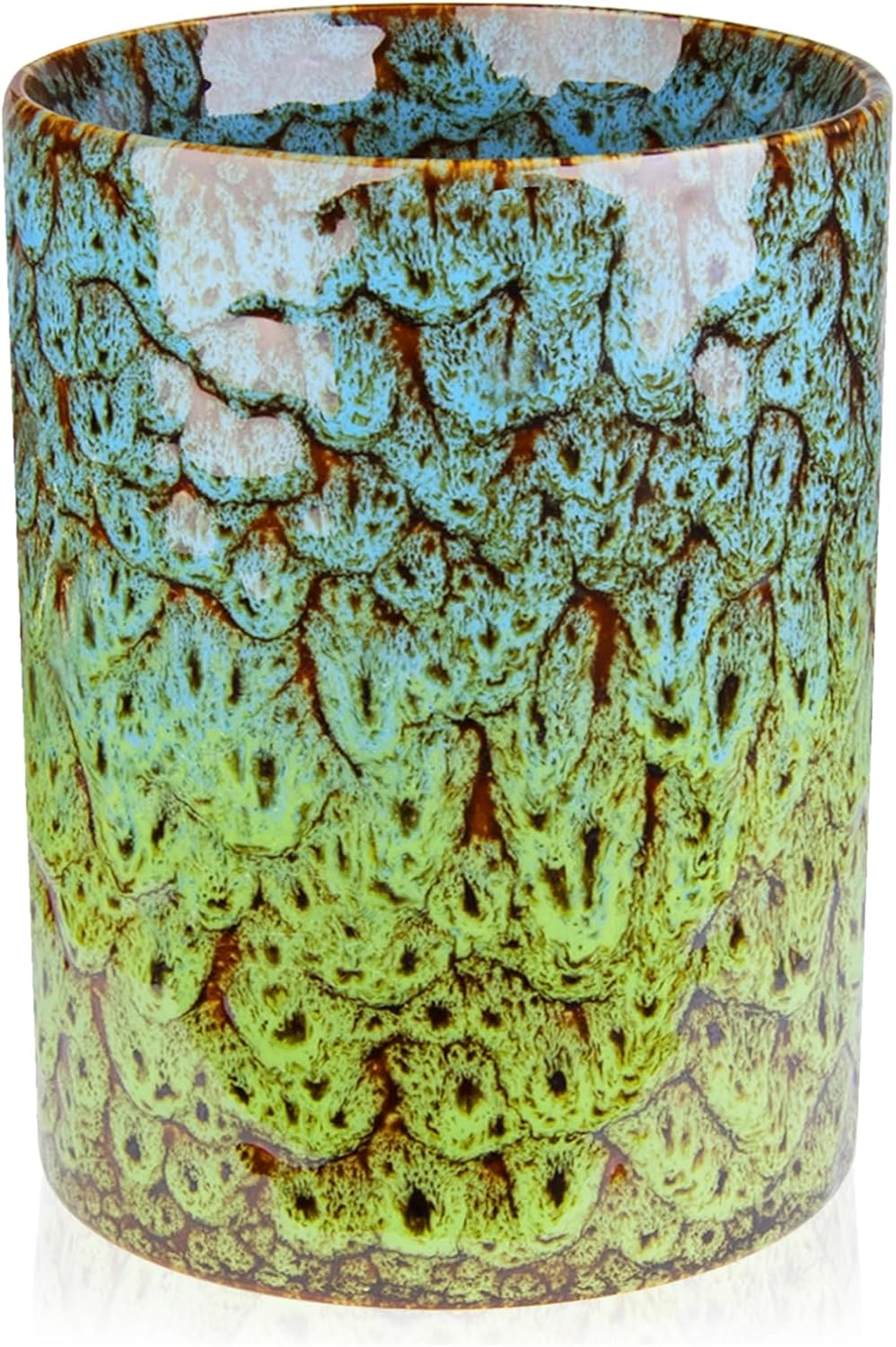 Utensil Holder, Ceramic Kitchen Utensil Holder for Countertop, Large Cooking Utensil Crocks for Kitchen Counter, Morden Utensil Organizer for Spatula, kitchen Decor, Blue & Green