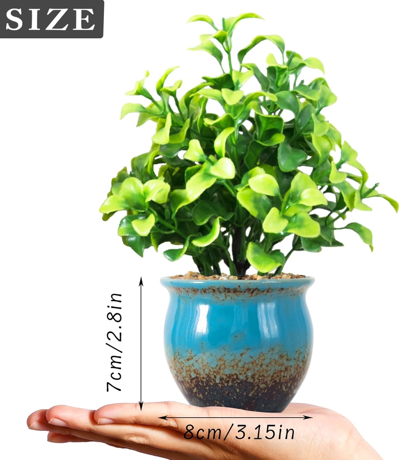 ARTKETTY 6 Packs Fake Plants Small Artificial Potted Plants, Ceramic Realistic Faux Plants Indoor for Home Office Bedroom Living Room Bathroom Shelf Decor
