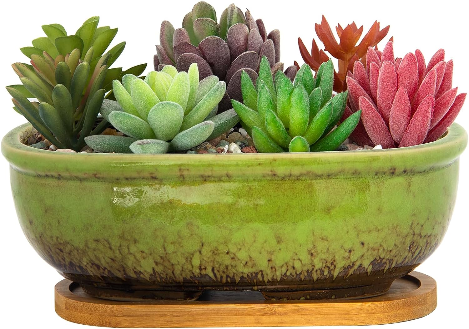 rectangle pots for succulents Succulent Pots, 7.9 Inch Long Rectangular Succulent Planters with Dra