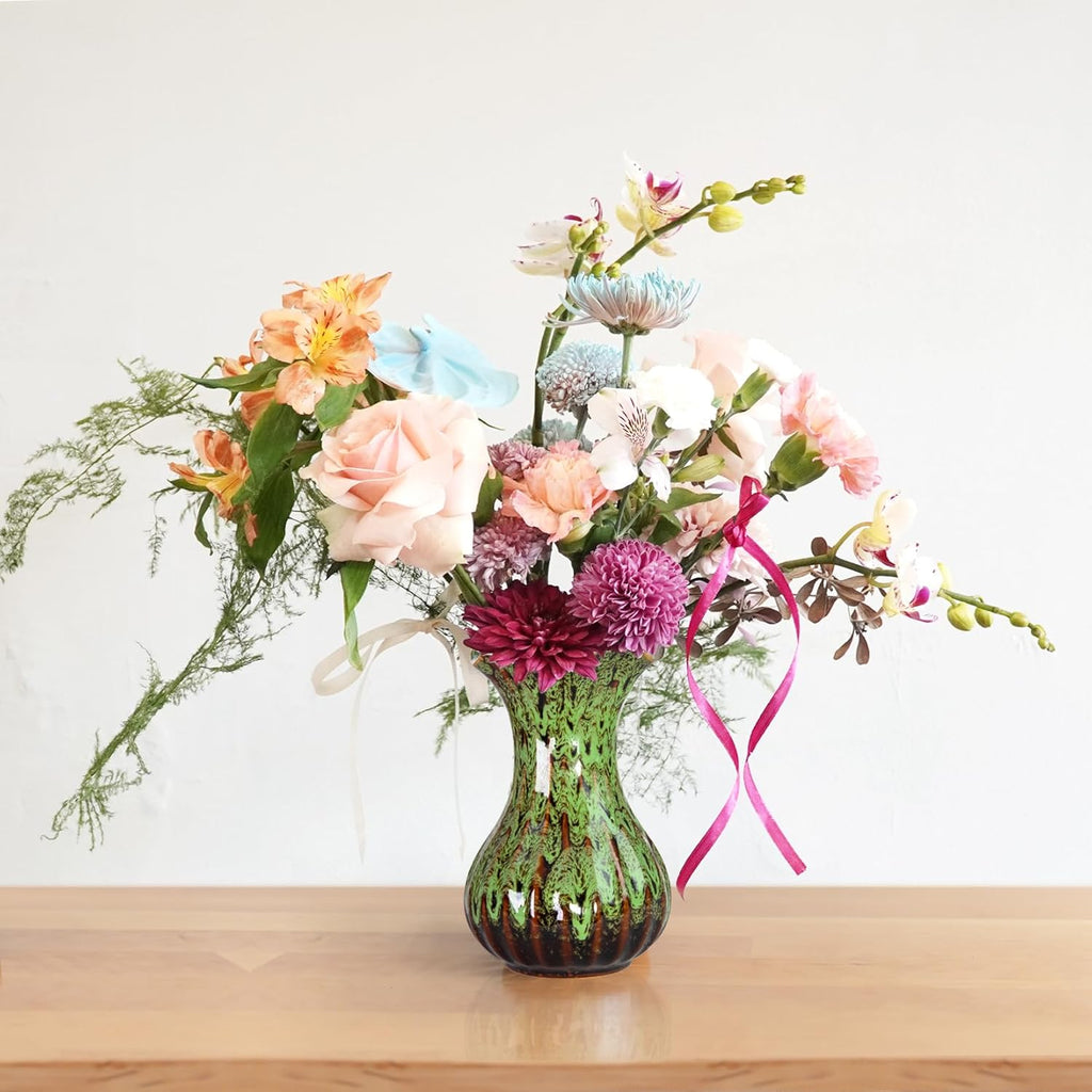 Ceramic Vase, Modern Small Vases for Home Decor, Elegant Flower Vase Centerpiece for Tables, Office Desk, Room Decor, Fit for Housewarming, Wedding, Birthday (Green)