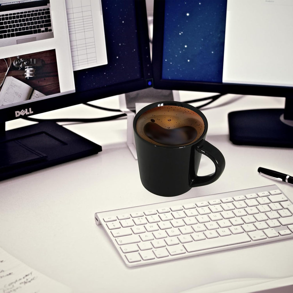 4.2oz Espresso Cups Set of 2, Ceramic Coffee Mugs Demitasse Cups, Small Espresso Mugs for Shot of Coffee, Tea Cups with Handles, Gift for coffee Lovers - Black