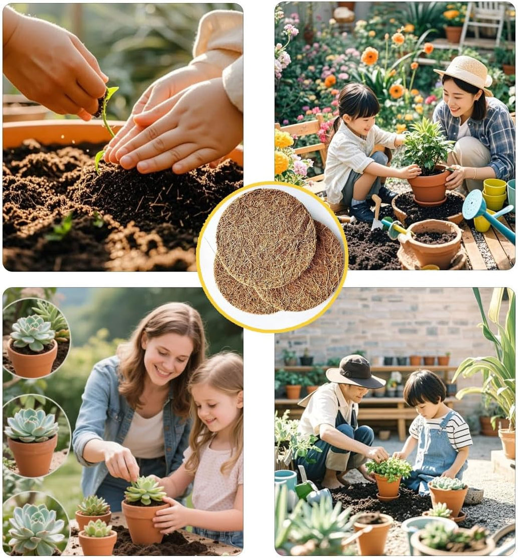 15pcs Coconut Fiber Pot Hole Mesh Pads – Biodegradable Plant Drainage Screens, Bonsai Pot Bottom Grid Mats, Gardening Essentials